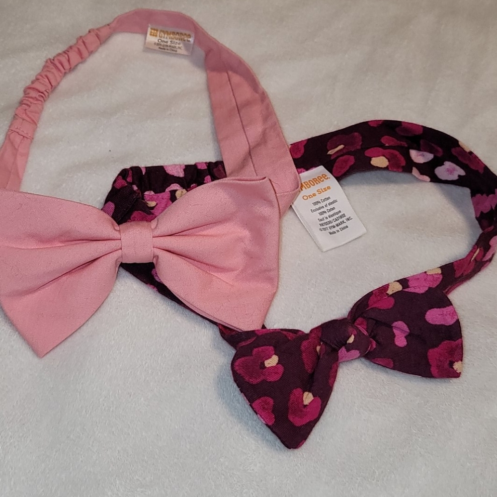 Gymboree pink and flower print bow headbands